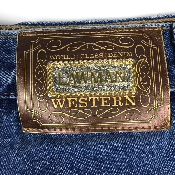 VINTAGE Jean Shorts Lawman Western High Waist Cut Offs Rodeo Cowgirl Ranch 15 - Picture 11 of 14